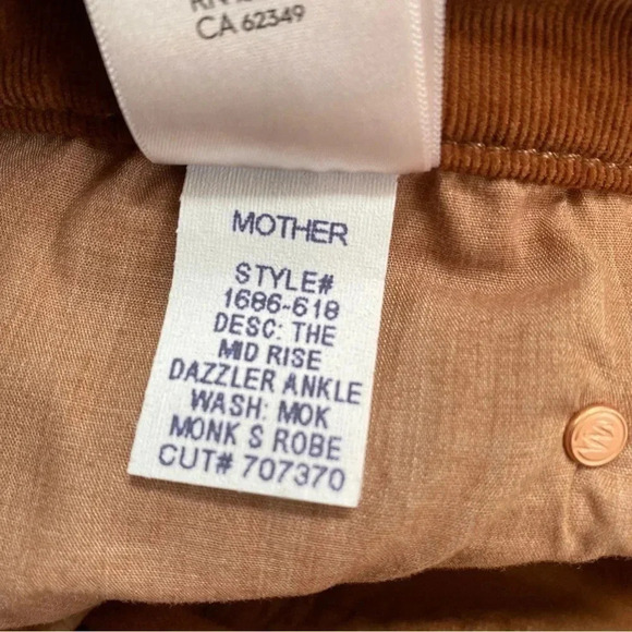 MOTHER The Mid Rise Dazzler Ankle Jeans Straight Leg in Hopscotch Cord Brown - Picture 10 of 15